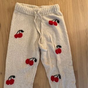 Cozy Cream Cherry Fuzzy Joggers